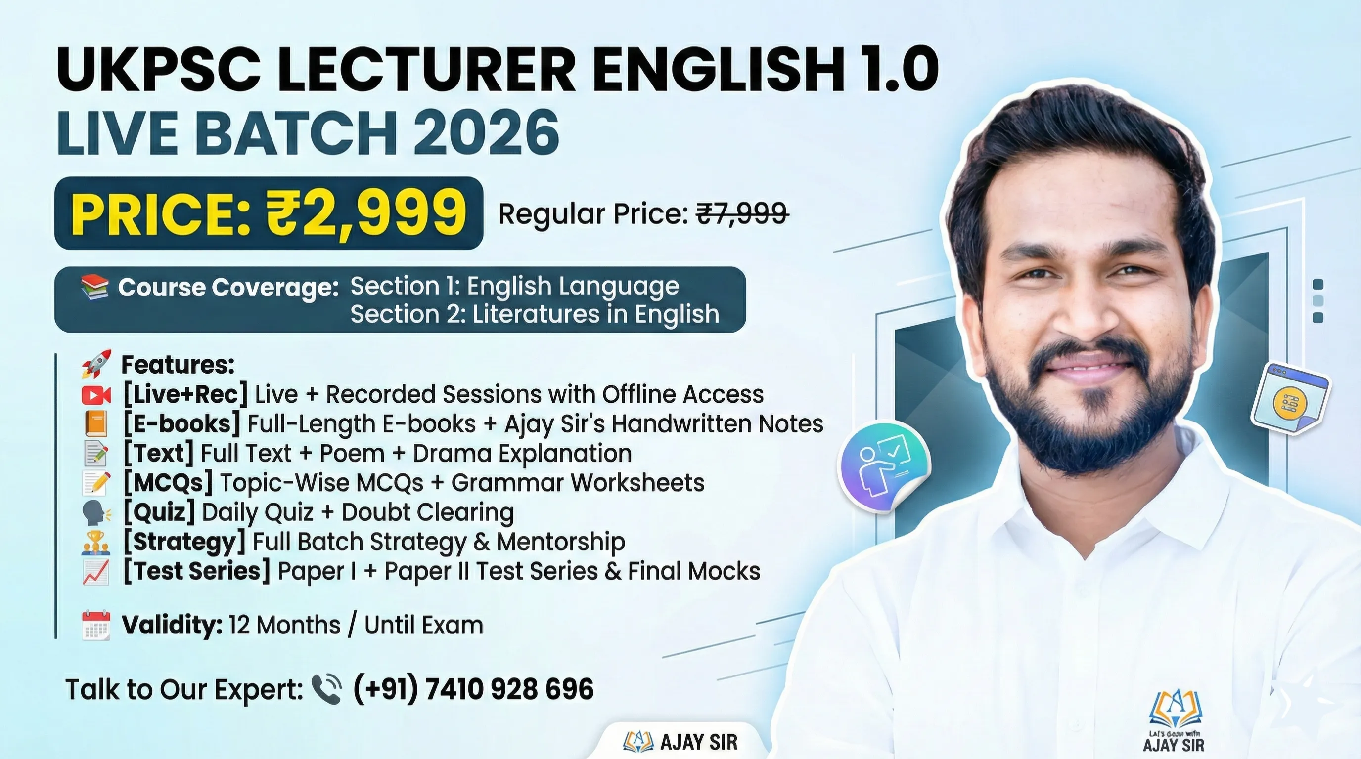 UKPSC LECTURER ENGLISH 1.0 LIVE BATCH 2026