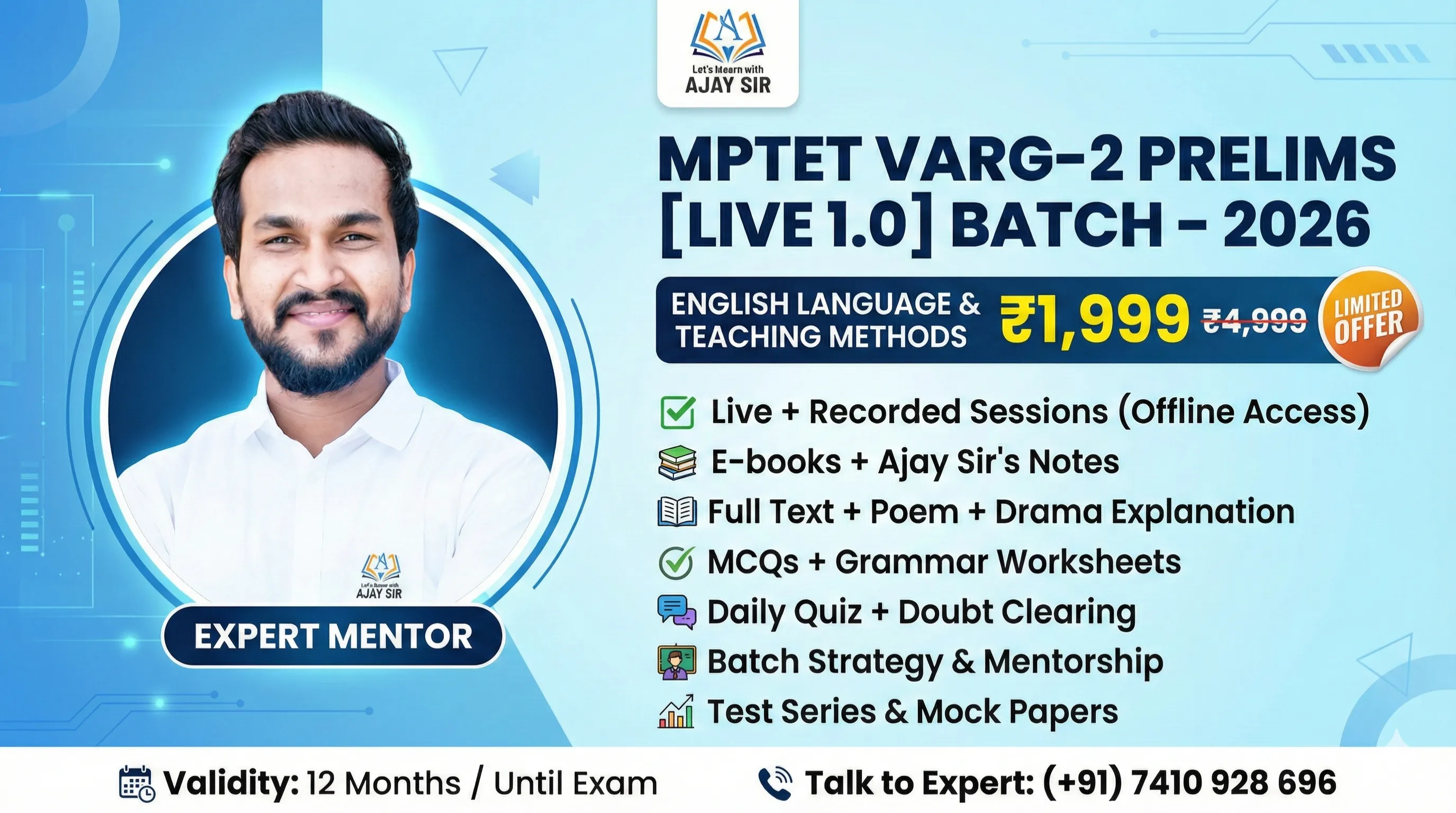 MPTET VARG - 2 PRELIMS [LIVE 1.0] BATCH - 2026