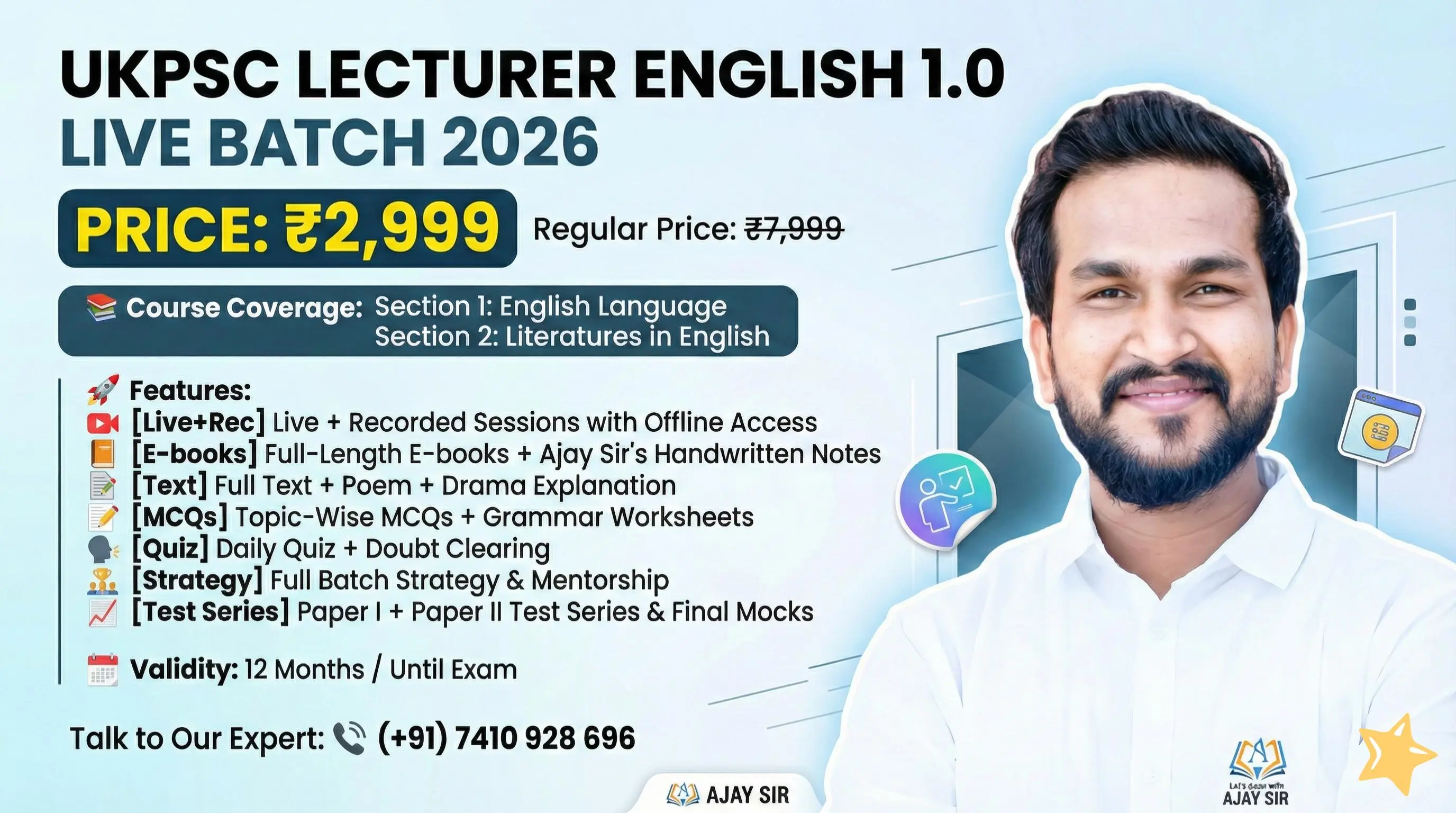 UKPSC LECTURER ENGLISH 1.0 LIVE BATCH 2026