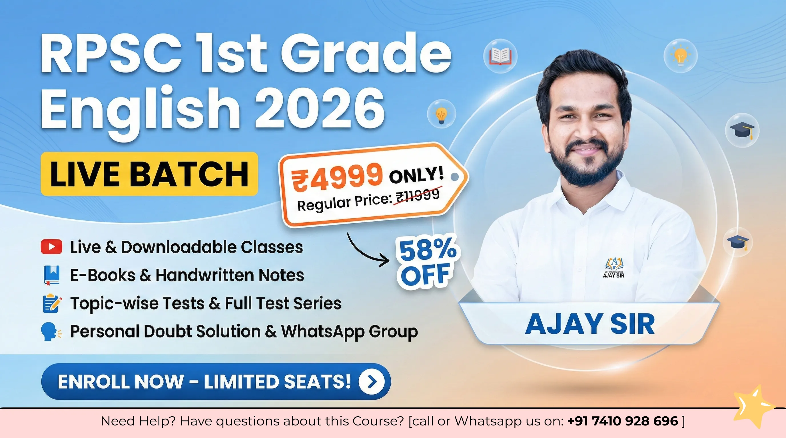 RPSC 1st Grade English 2026 [LIVE BATCH]