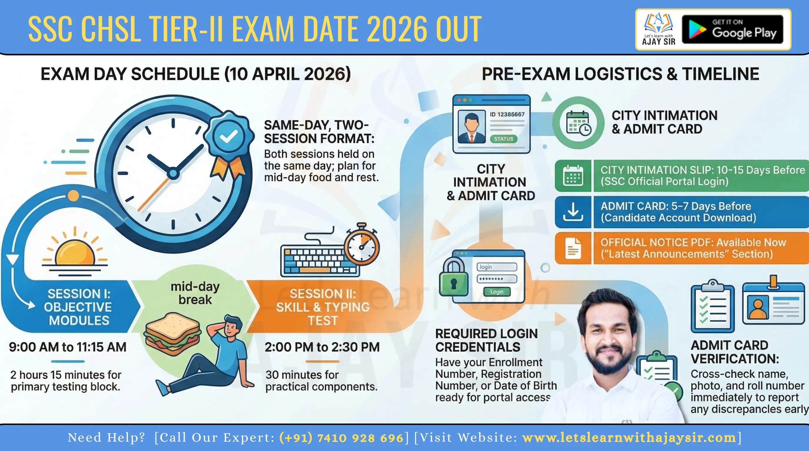 SSC CHSL Tier-II Exam Date 2026 Out: Check 10 April Schedule, Shift Timings, Admit Card & City Intimation