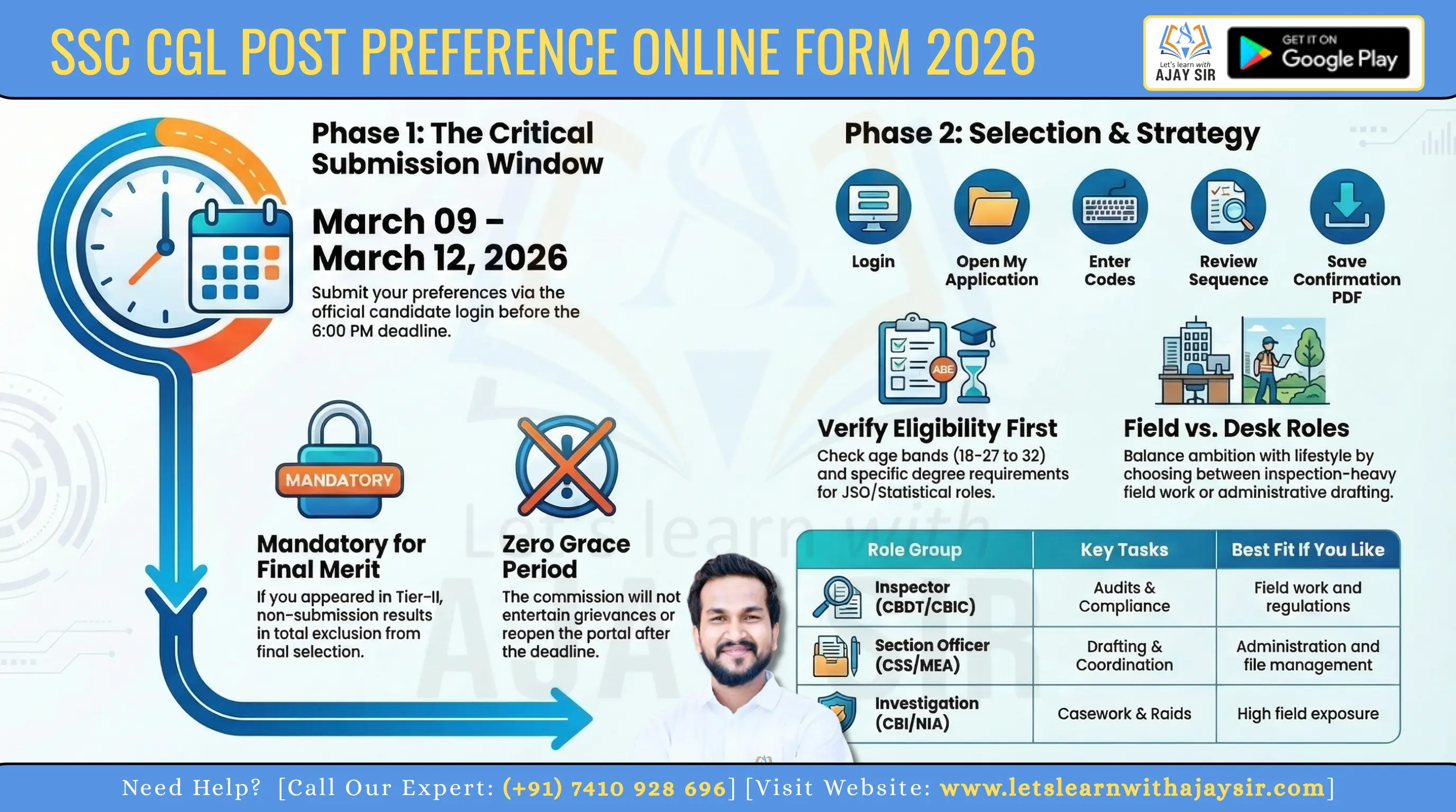 SSC CGL Post Preference Online Form 2026: Last Date, How to Fill Option-cum-Preference, Post List & Tips