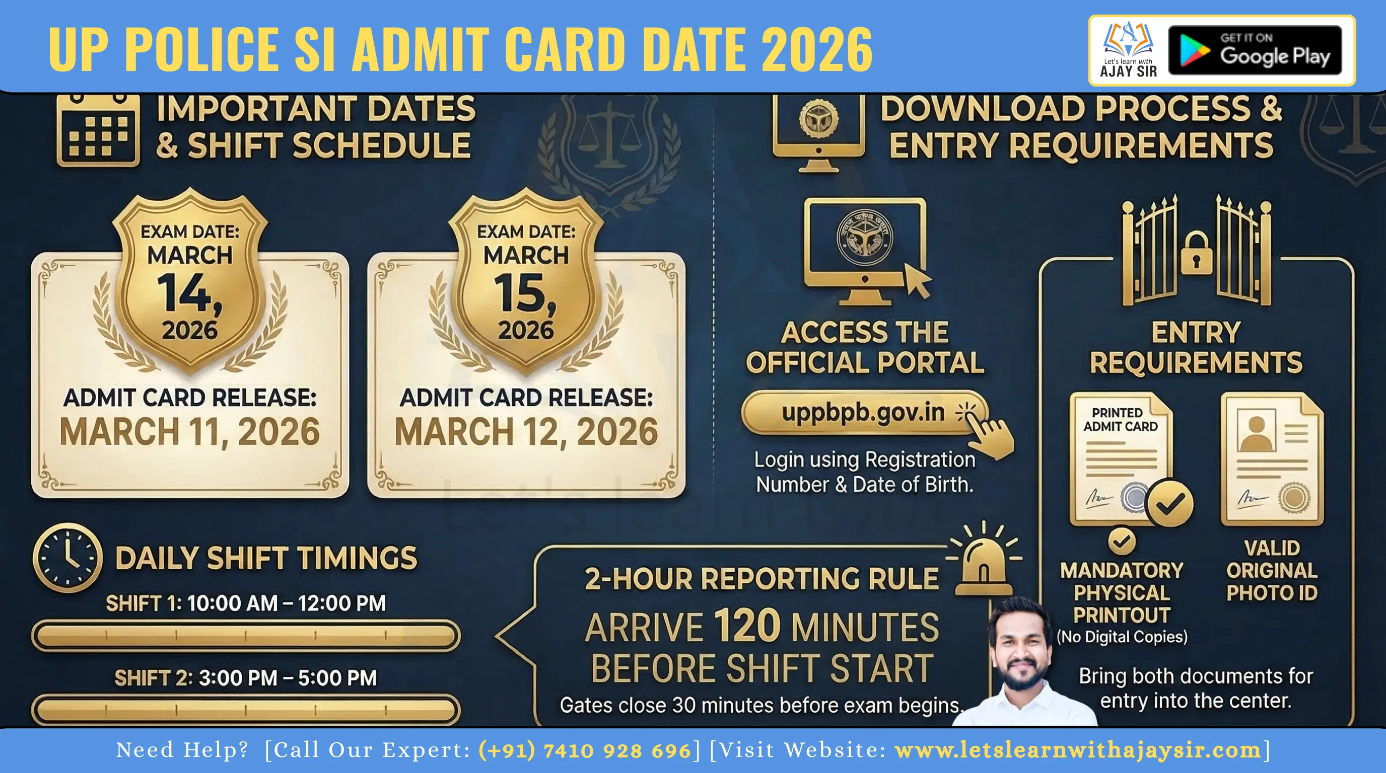 UP Police SI Admit Card Date 2026 Released: Download Hall Ticket for 14 & 15 March Exam at uppbpb.gov.in